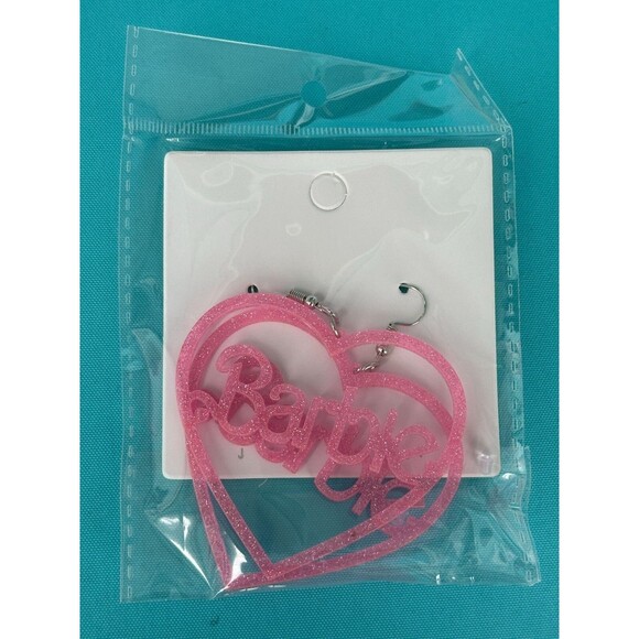 Barbie Heart Glitter Drop Earrings - Acrylic - Picture 2 of 5